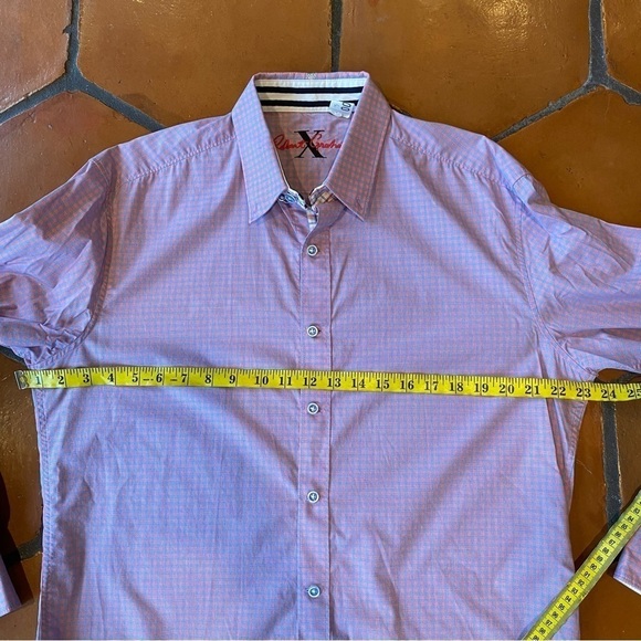 Robert Graham X Collection Large L Tailored Fit Contrast Cuffs Pink Blue Plaid - Picture 8 of 11